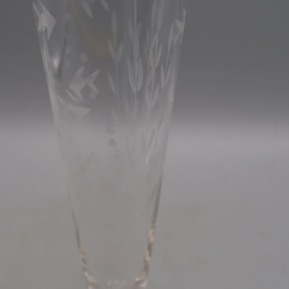 Princess House Heritage Cut Fish Etched Footed Pilsner Beer Glasses Set of 8
